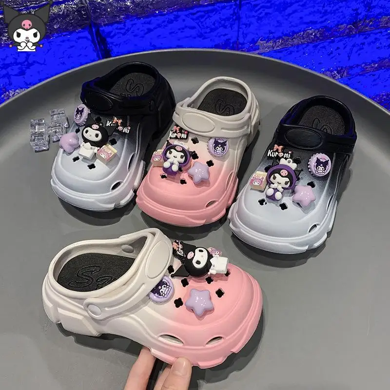 

Детская садовая обувь с градиентом из мультфильма Kuromi, аниме Kawaii, весна-лето, новая пляжная обувь Sanrio, модная, милая, удобная