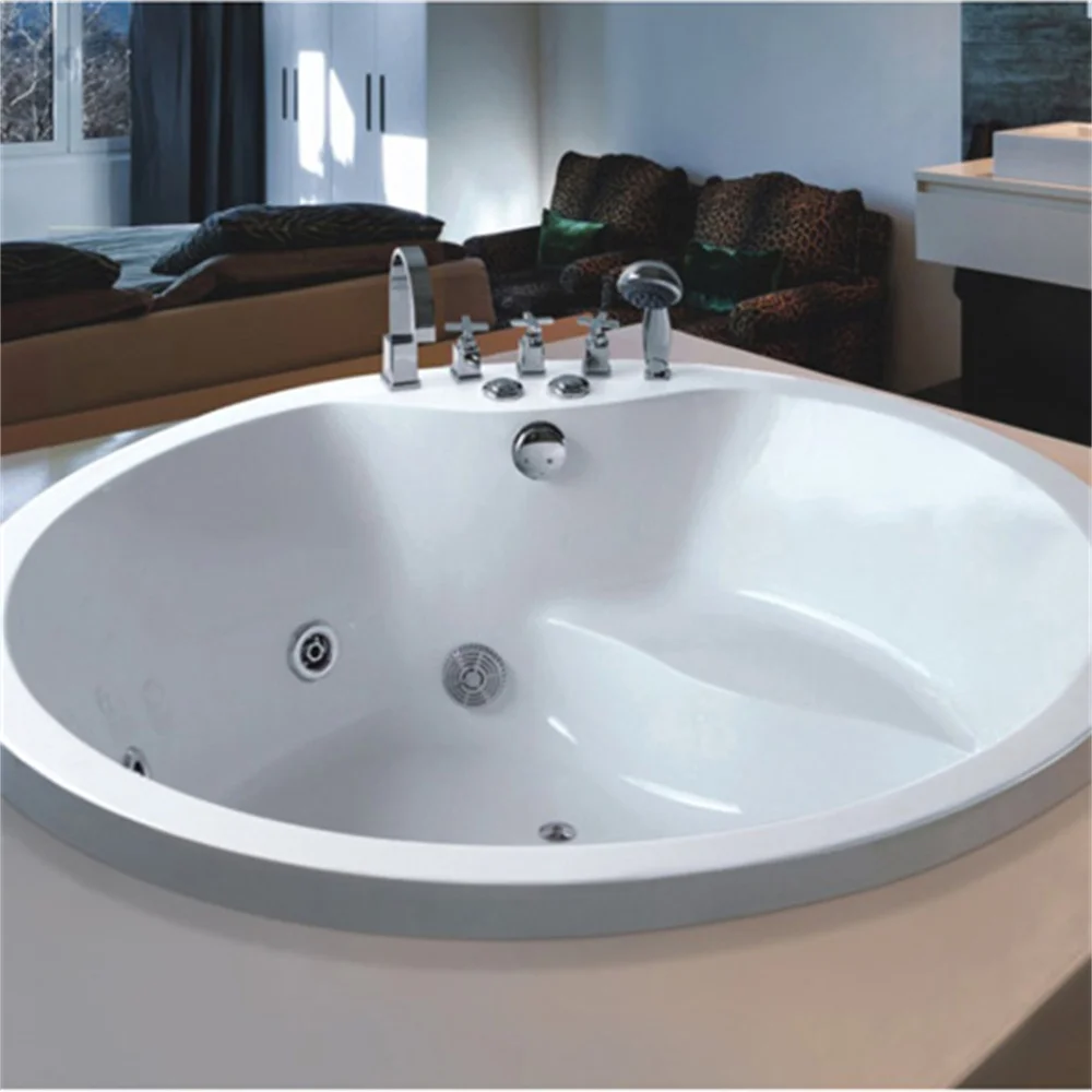 

Modern Round Whirlpool White Color Embedded Spa Bath Tub Acrylic Massage Bathtub