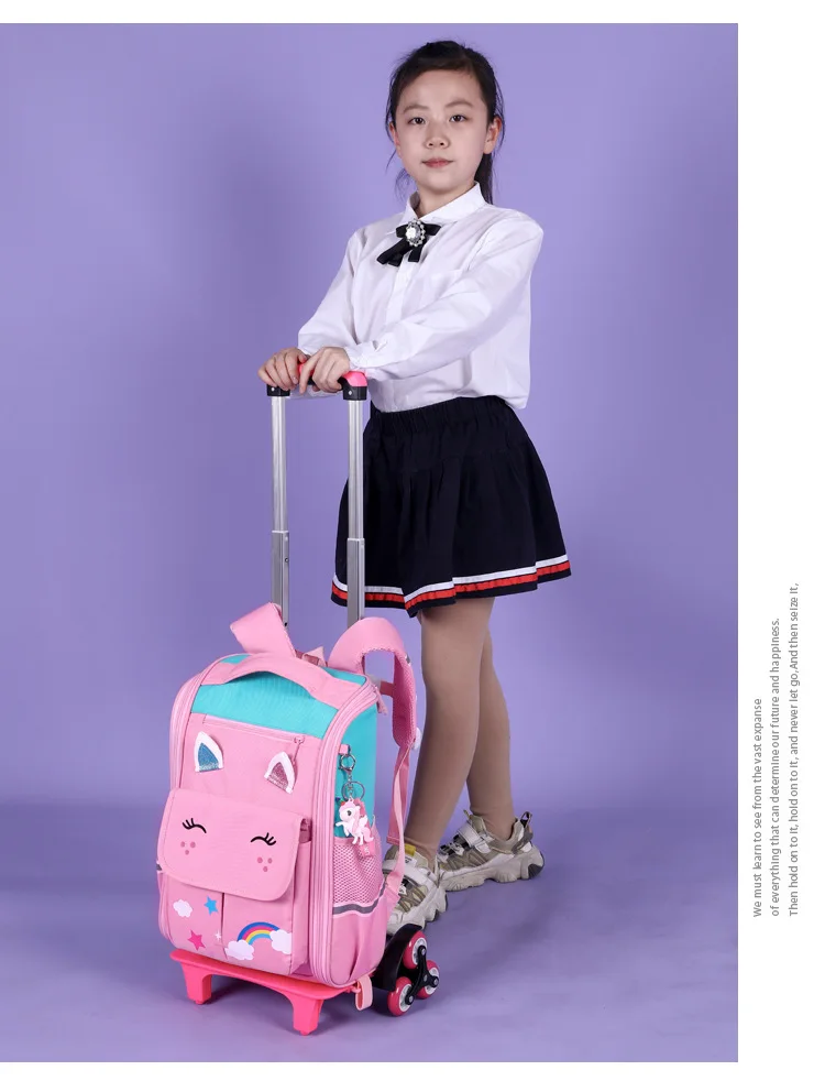 School Bag Student High Capacity Rolling Backpacks Kids Trolley Wheeled Bag Children Backpack Wheels