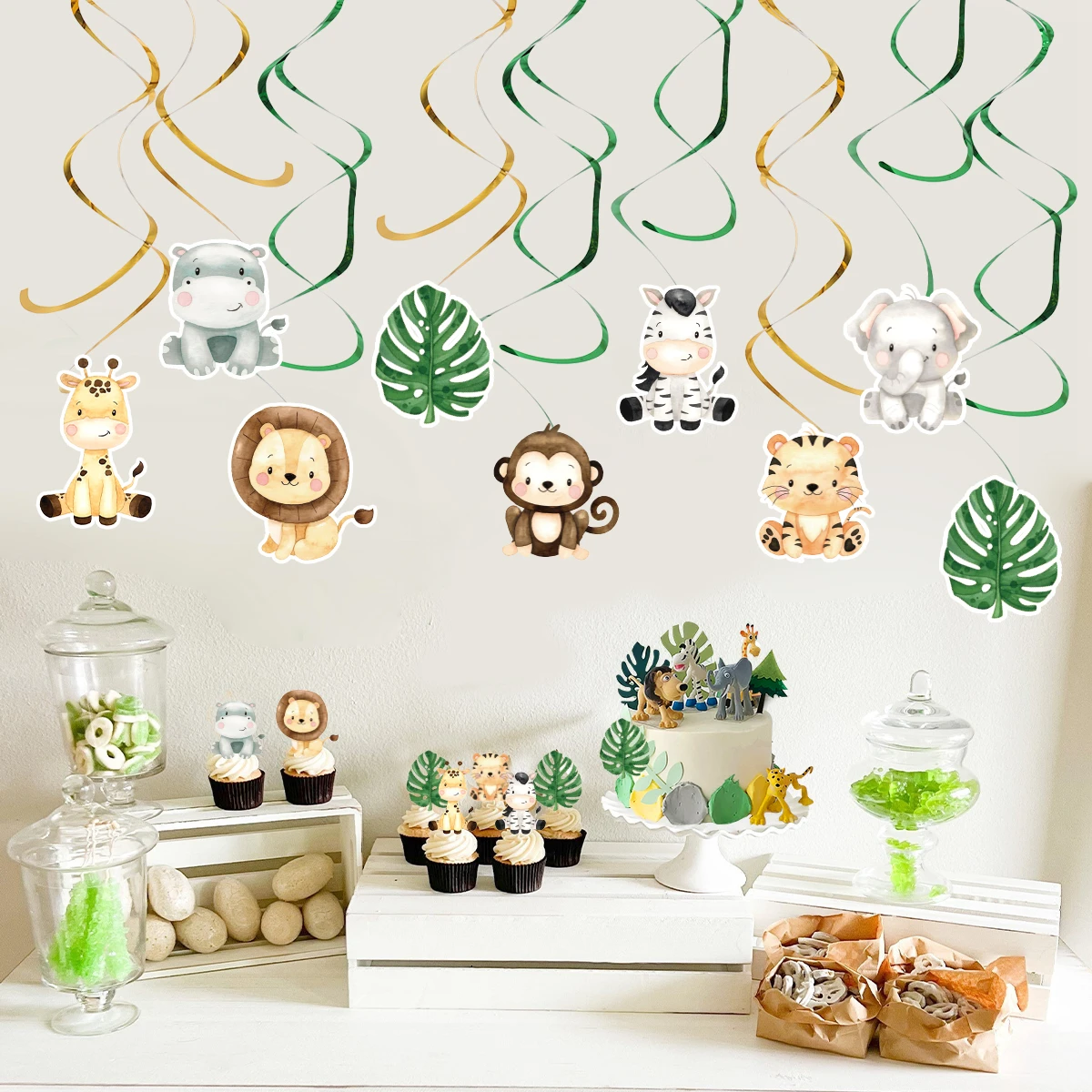 jungle animal pendant Forest Theme Party Supplies Jungle Safari Birthday Party Kid One 1st Birthday Boy Baby Shower Decor