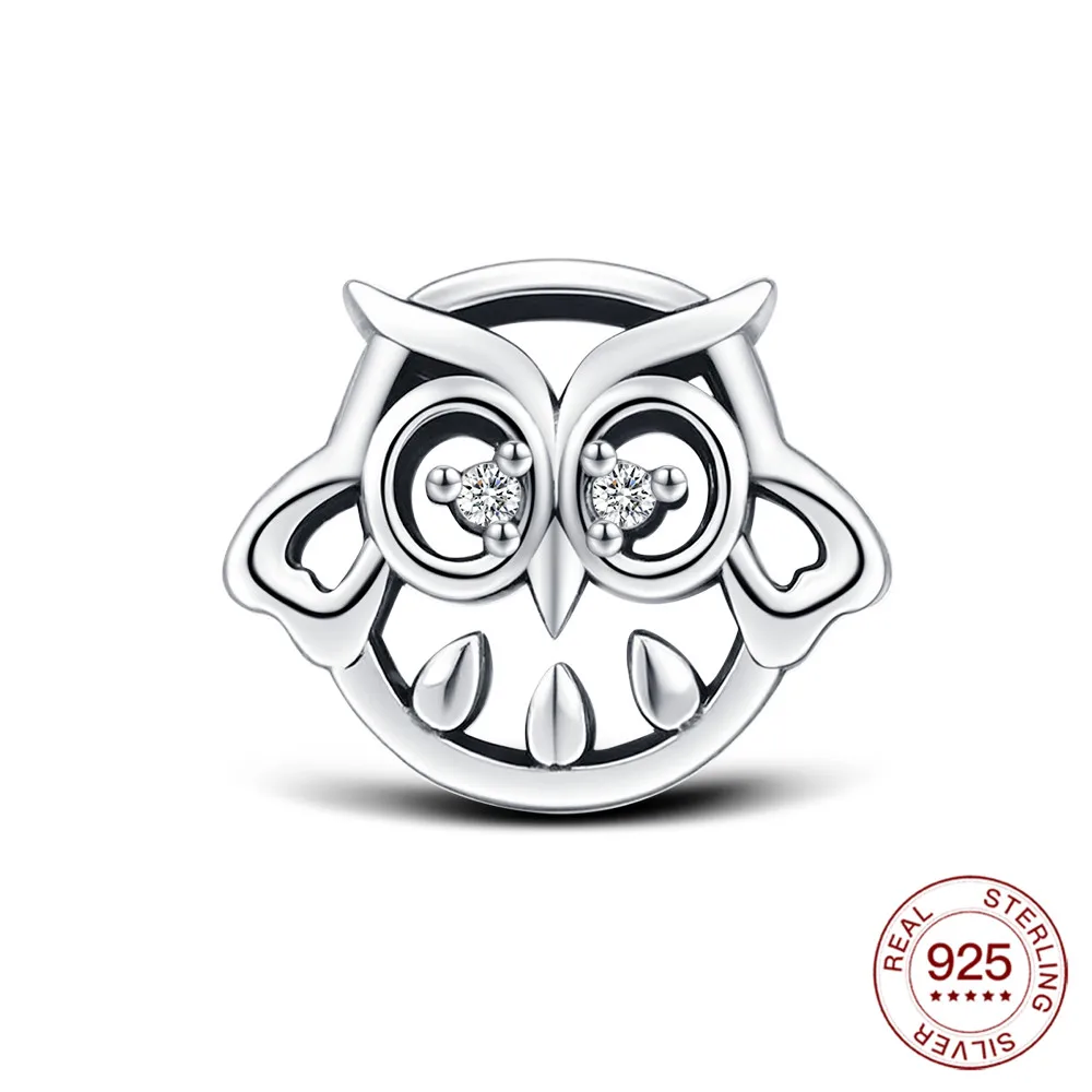 925 Sterling Silber Faden Tier Serie Perlen Familie Eule Charm Schmuck Machen Original Armband Damen Mode Schmuck Geschenk