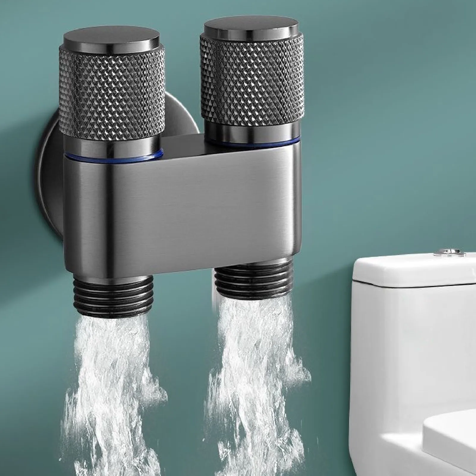 

Водяной клапан с двойным переключателем 1 G1/2in DN15 Впускной 2 G1/2in Водяной клапан с наружной резьбой для стиральной машины Угловой запорный клапан