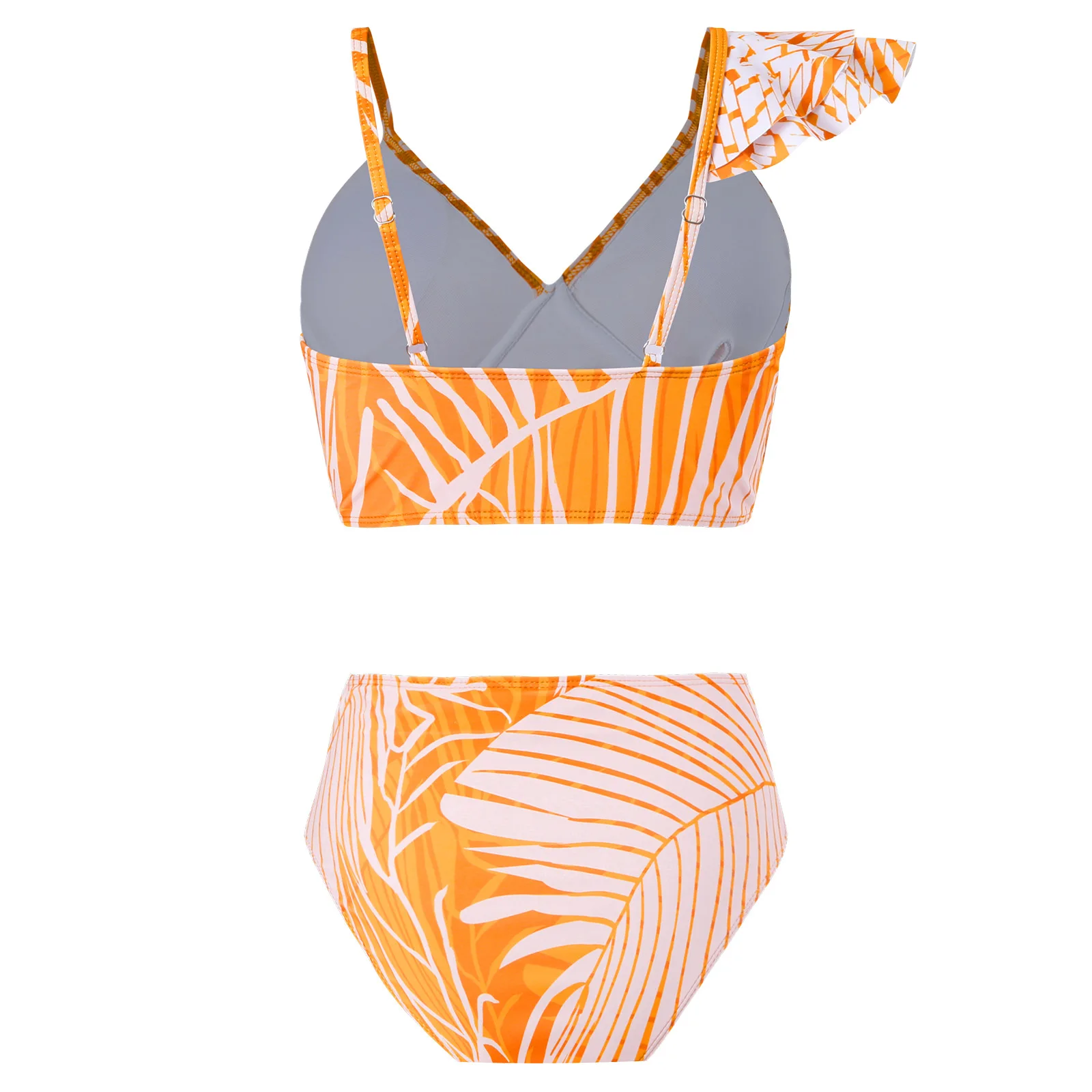 Maillot de bain deux pièces pour jeunes filles, bikini sexy, taille haute, à volants, pour grands seins, tendance 2024