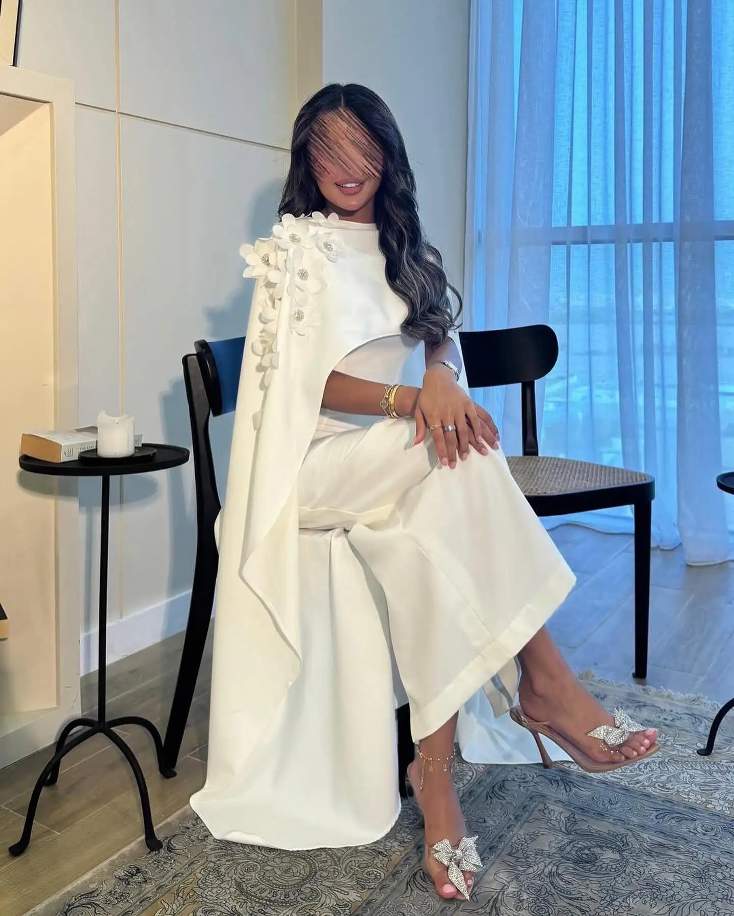 

Customized Graceful Jersey Shawl Buttons Flowers Evening Dresses High Quality Half Sleeves Prom Dress Custom Size Part