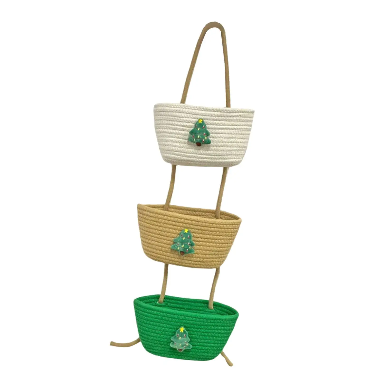 Kosz wiszący na ścianę Kosze dekoracyjne Przenośny wielofunkcyjny 3-poziomowy tkany kosz ścienny do dekoracji pokoju i łazienki