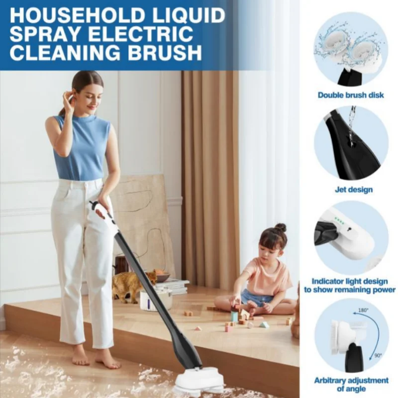 แปรงทําความสะอาดไฟฟ้า แปรงคู่ ไม้ถูพื้นไฟฟ้าไร้สาย ไม้ถูพื้นหมุนไฟฟ้าสําหรับพื้นกระเบื้องและการทําความสะอาดตู้ปลา