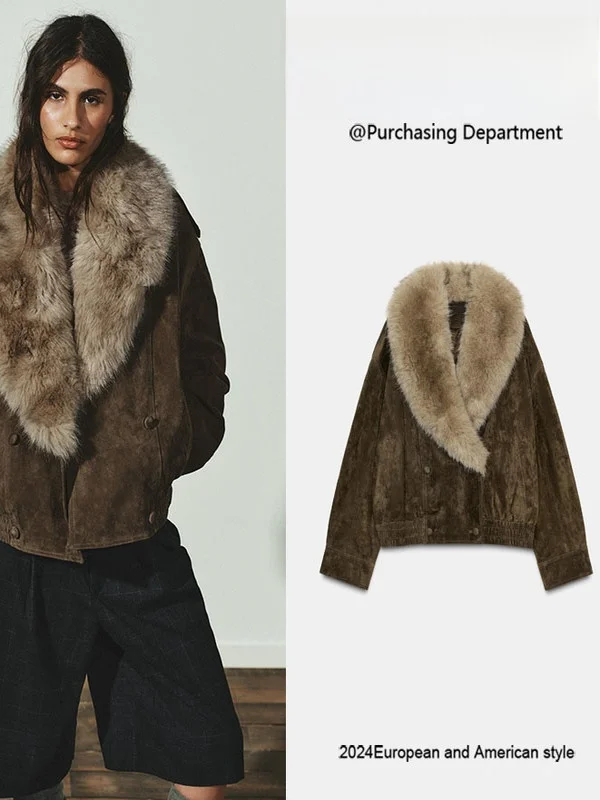 겨울 여성용 다용도 인조 가죽 자켓 벨벳 질감 고급 아우터웨어 롱 슬리브 3D 효과 캡 없음