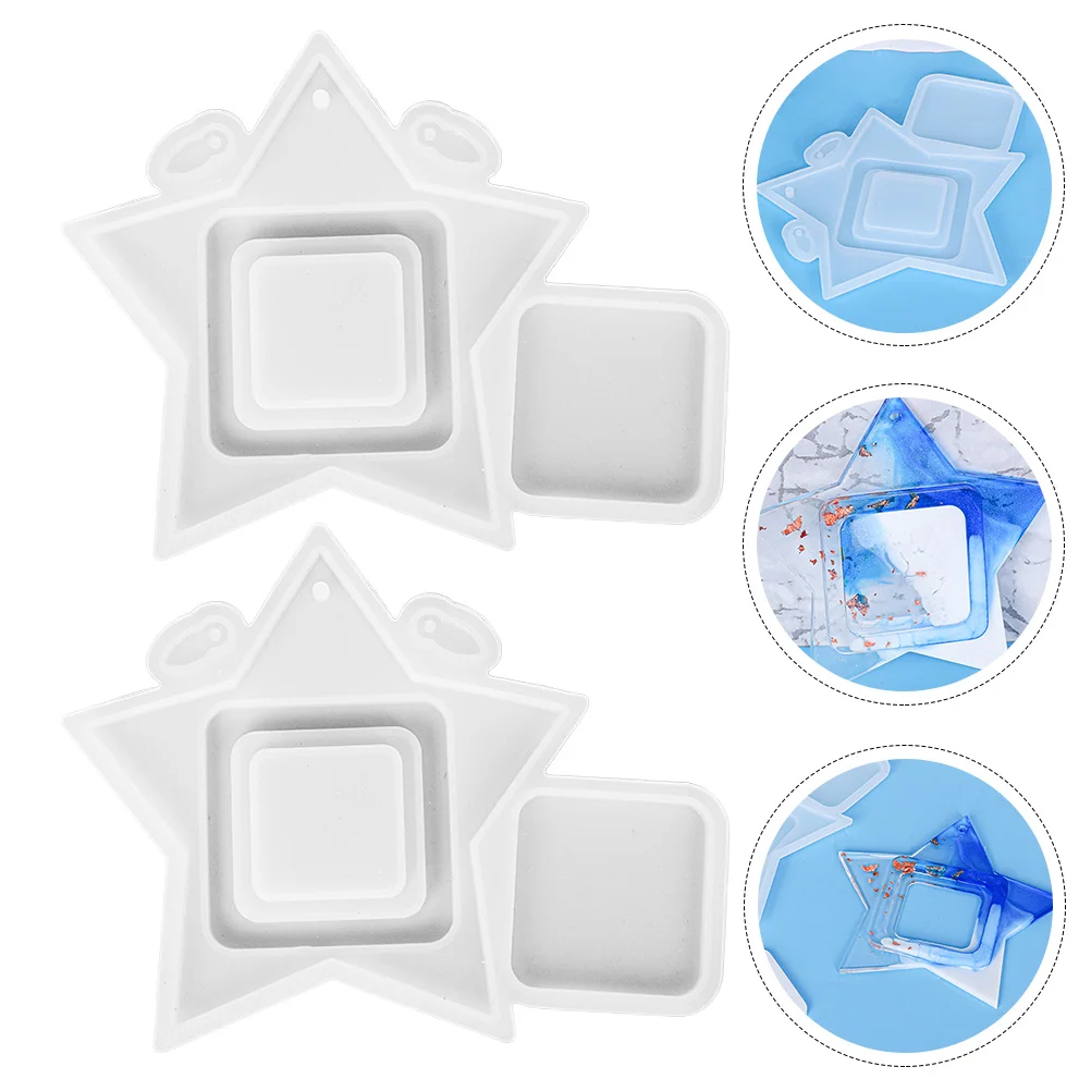 

2 Pcs Photo Frame Mold Jewelry Molds Fondant Star Picture Casting Making Supplies Silicone DIY Bracket