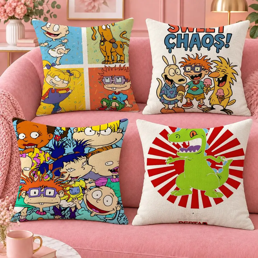 Cartoon Baby Adventures Rugrats Cushion Cover Cute Cartoon Throw Pillow Cover Soft Plush Cushion Cover Sofa Bedroom Home Decor