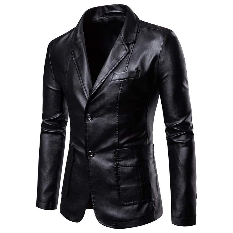 Mens Jackets Autumn and Winter Warm Coat Fashion Mens Blazer Coat Leather Jacket Motorcycle