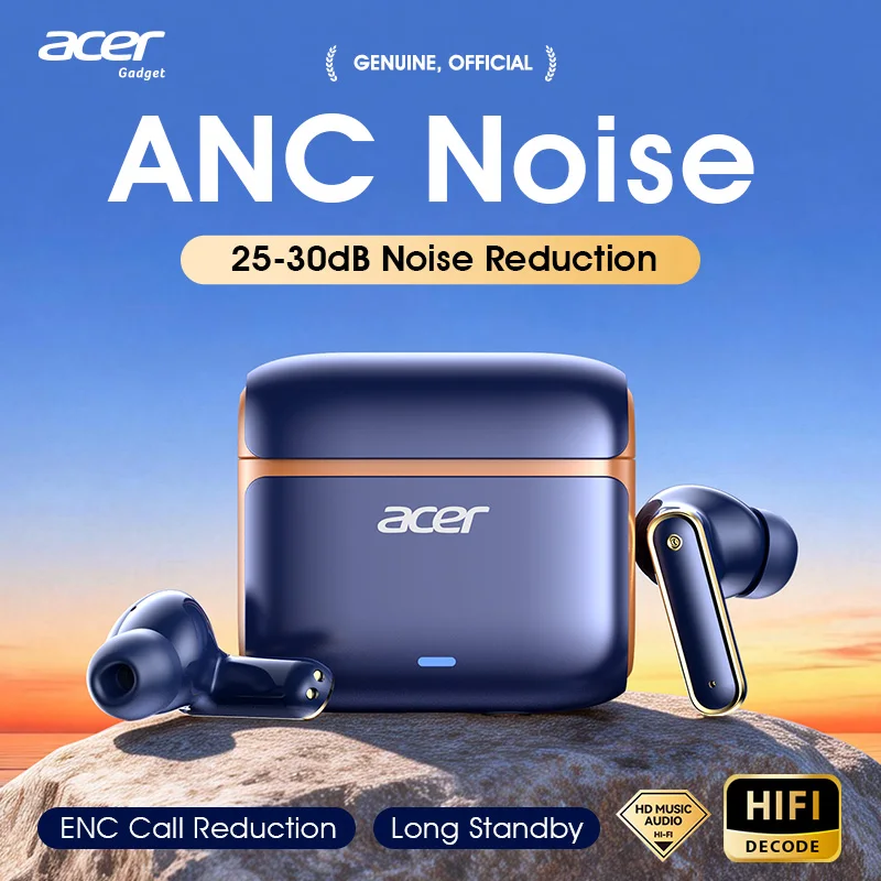 

Беспроводные Bluetooth-наушники Acer Ohr637 с шумоподавлением для звонков, предназначенные для занятий спортом и бега, удобная посадка внутри уха, с зарядным чехлом, длительное время автономной работы, эффект панорамного звука, быстрая зарядка через порт 