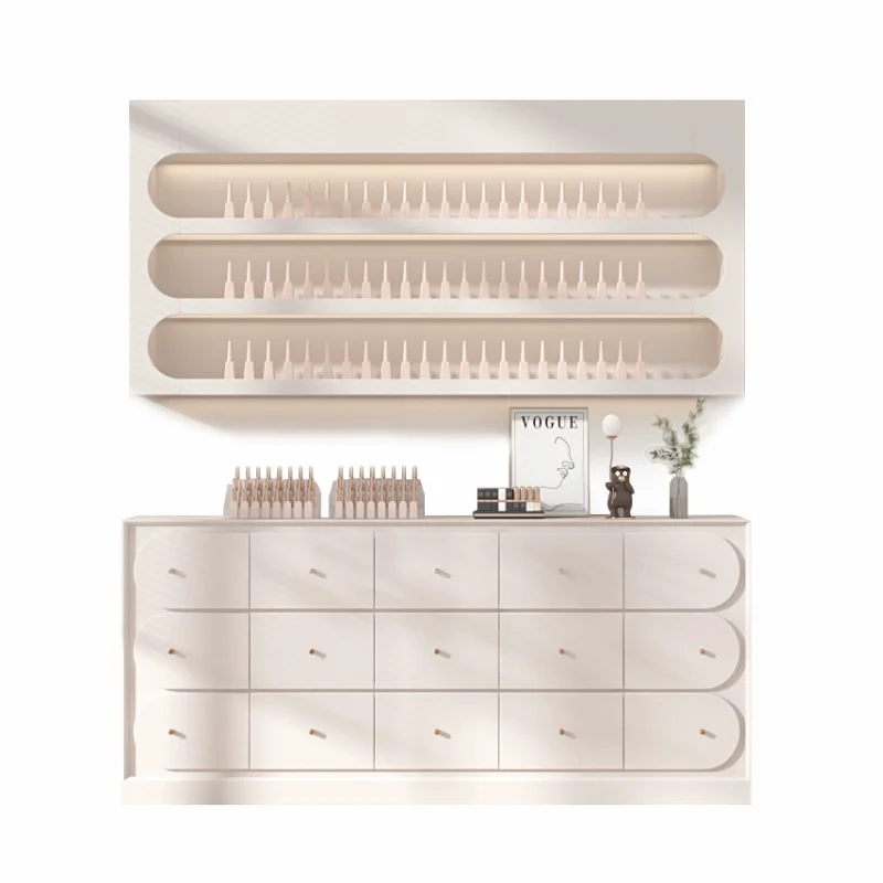 

Beauty Factory Sale White Nordic Nail Salon Display Cabinet Nail Polish Glue Locker Floor Drawer Storage Cheap Price