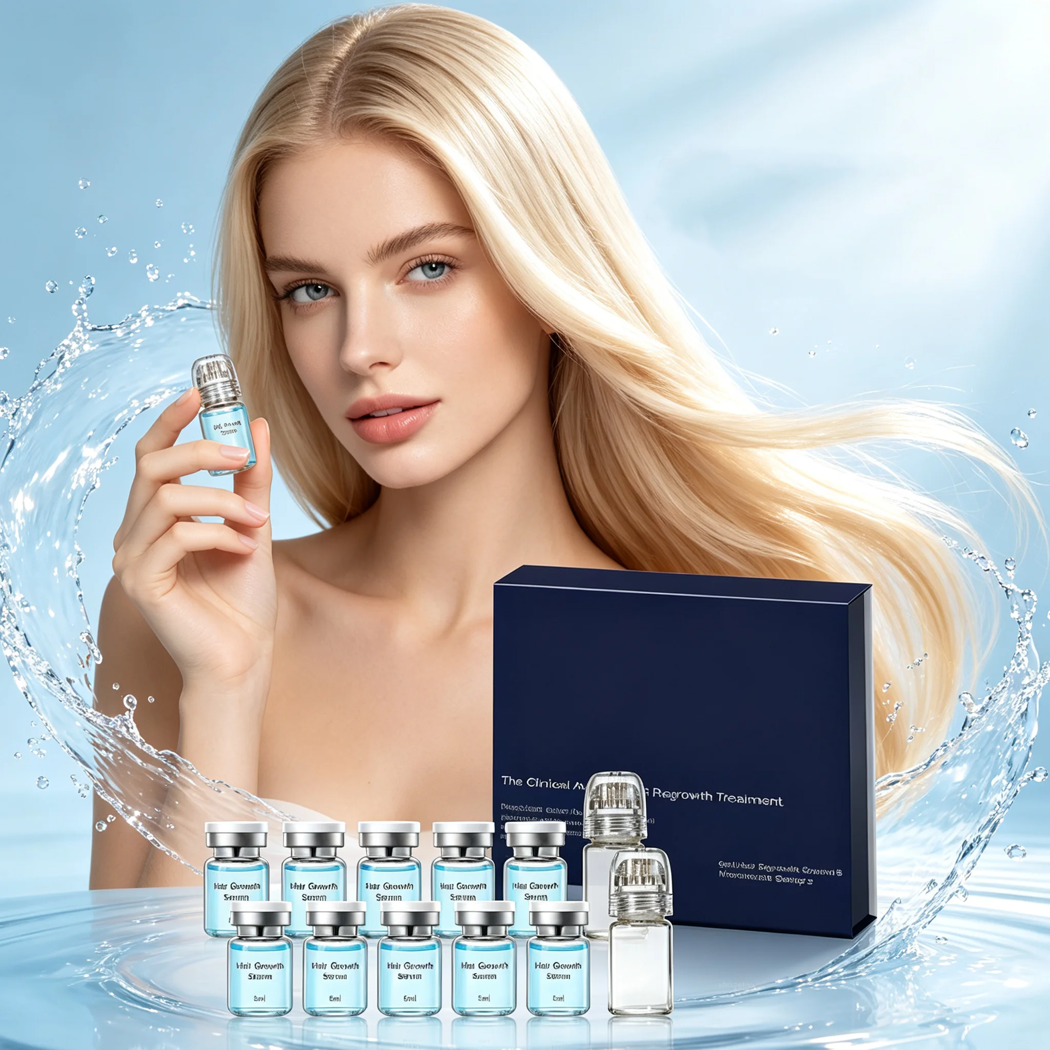 Microneedle Rosemary Hair Regrowth Serum Kit Hair Strengthening Serum Nourishing Hair Maintenance Head Use Scalp Care Kit
