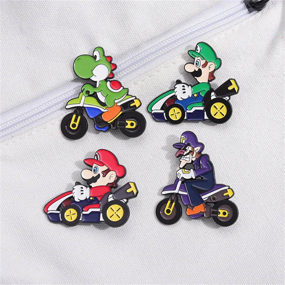 4Pcs Cute Cartoon Game Mario Enamel Pins Women's Brooches Lapel Pins for Backpacks Anime Briefcase Badges Accessories Gifts