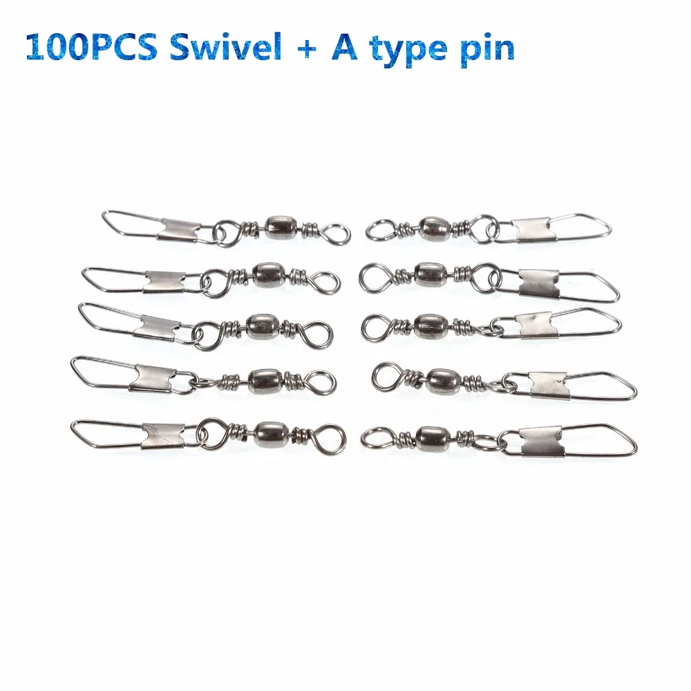 100Pcs Brass Barrel Swivel Solid Rings Fishing Pin Line Connector With Interlock Snap Tackle + Free shipping!