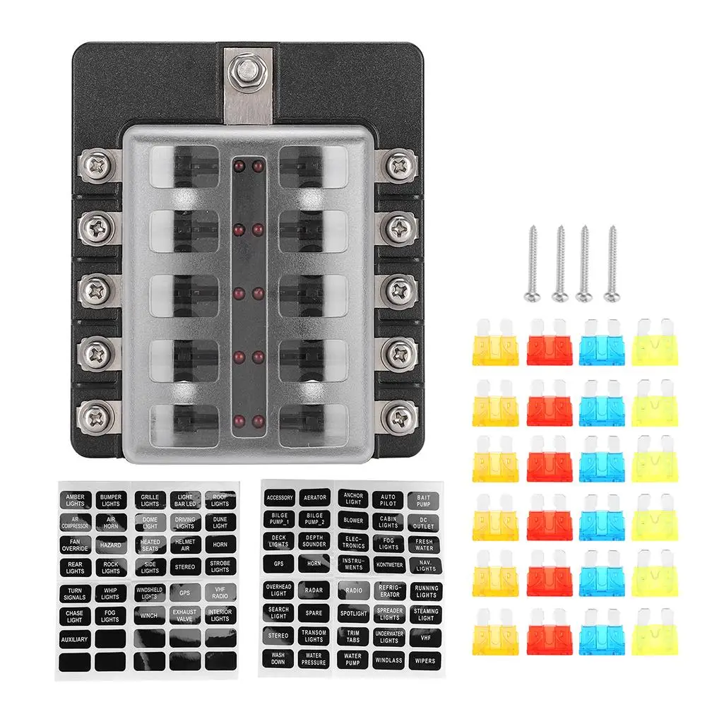 Block 1 In 10 Out with LED Indicator Holder for automobiles Car Trucks Ships Ships Tricycles Tankers Buses