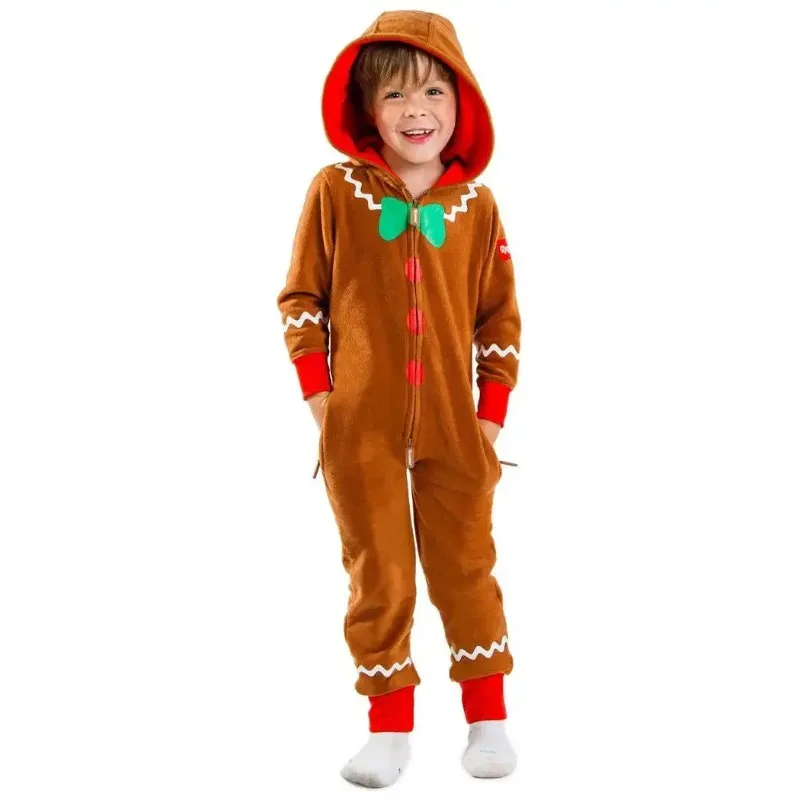 Unisex Family Adult Gingerbread Cozy Jumpsuit Christmas Kids Toddler Cute Gingerbread Cookie Costume Christmas Gifts Pajamas