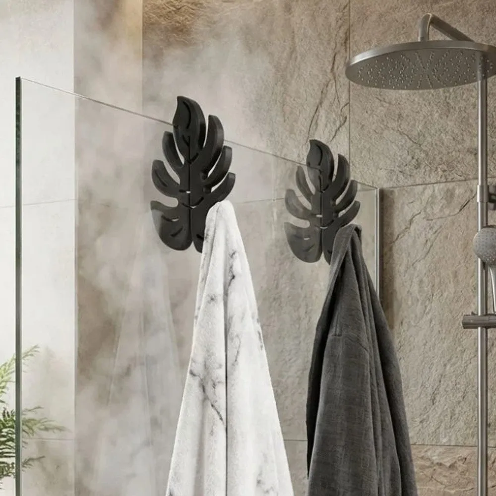3D Print Bathroom Hook Turtle Leaf No-Drill Glass Door Hook Hawaiian Tropical Space Saving Shower Door Hook Pool Area