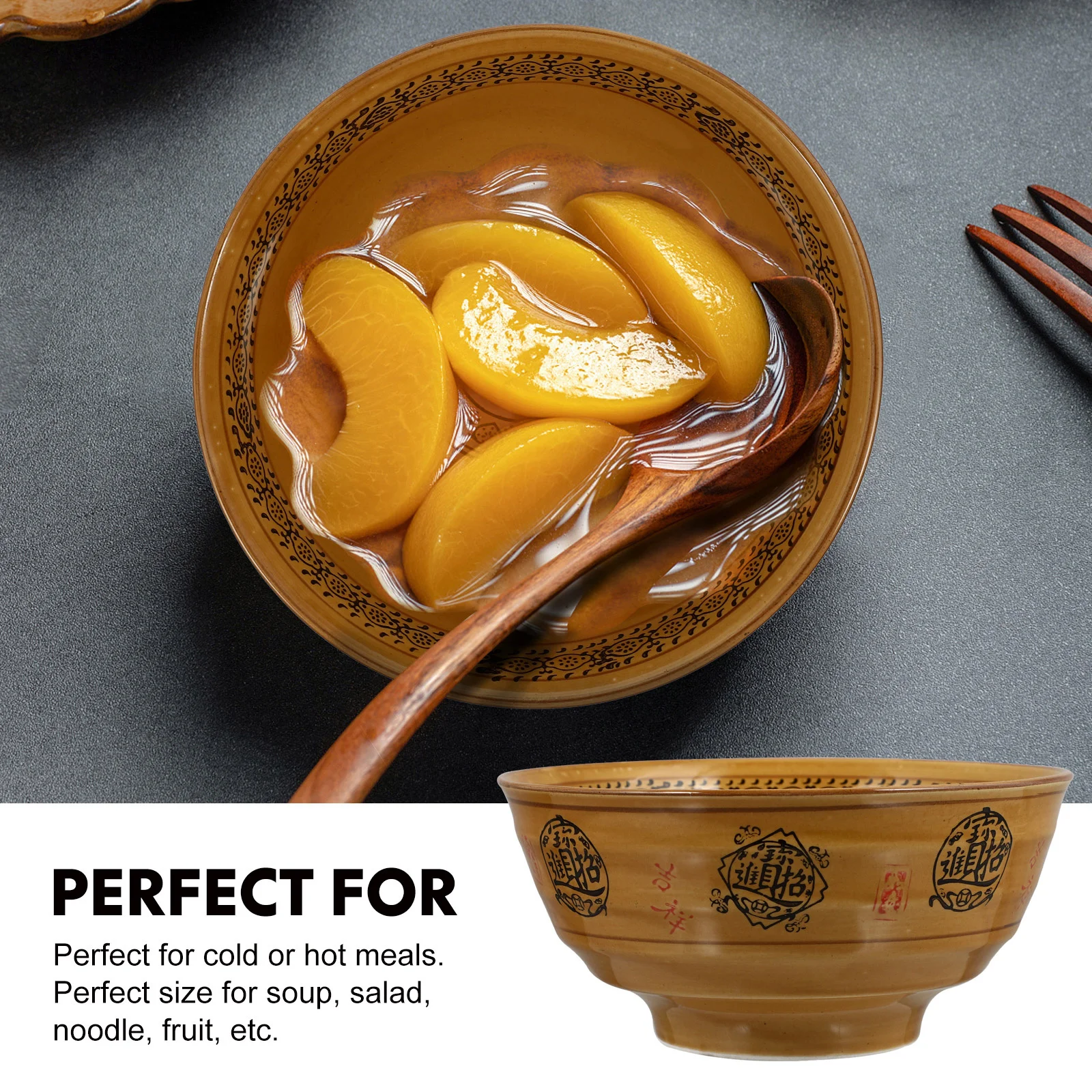 

GRIRIW 1pc Japanese Ramen Bowl Ceramic Soup Rice Noodle Udon Miso Pho Microwave Safe Yellow