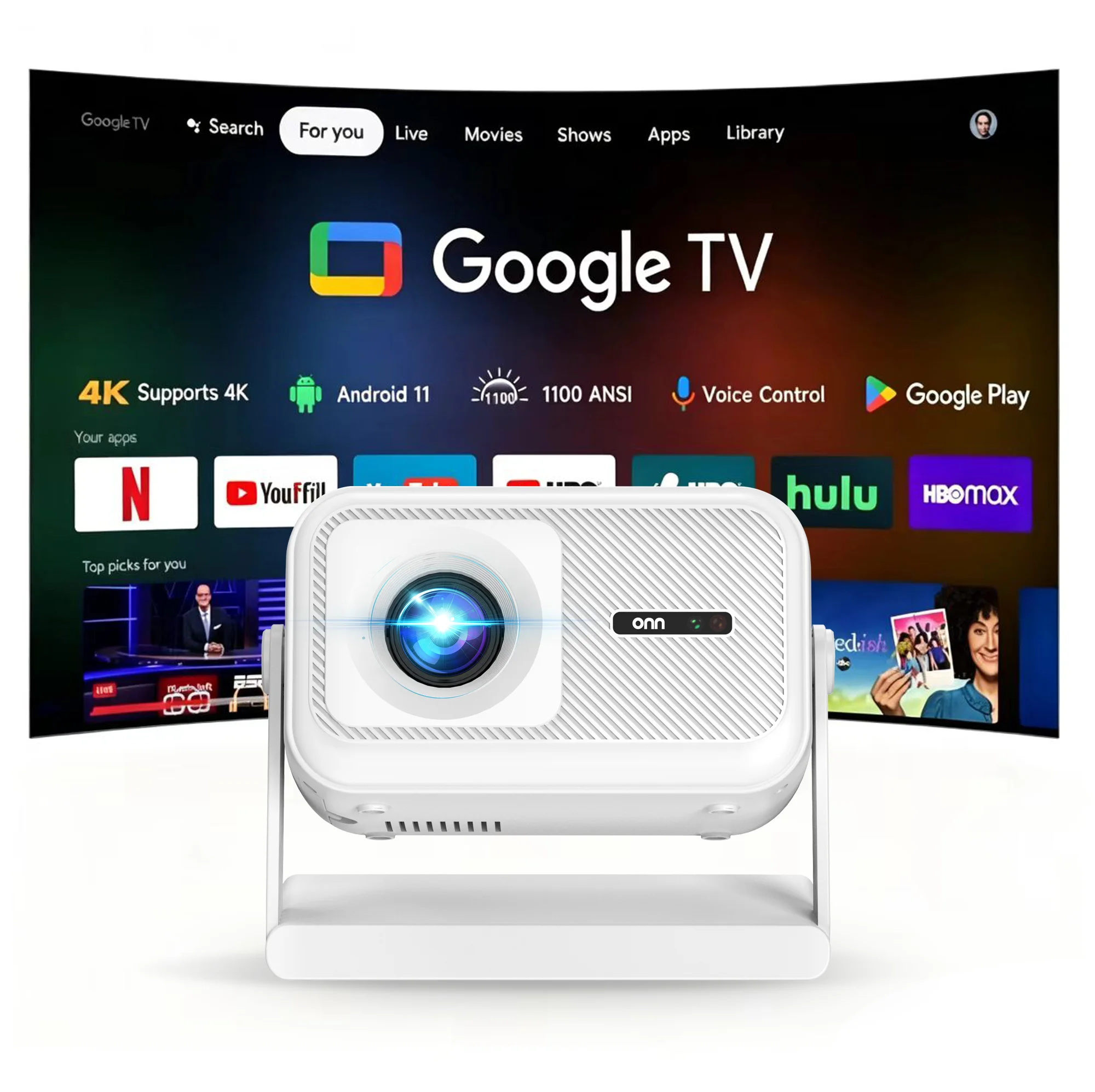 Умный проектор ONN 1080P с And – обзор и цена Auto Focus Keystone Correction Projector