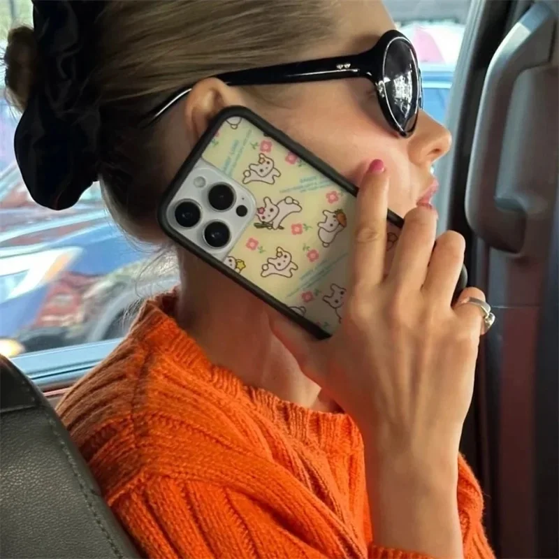كارتون لطيف الجزرة الأرنب ليانغ ساندي الأرنب هدية زهرة برية جراب هاتف آيفون 13 12 14 15 17 16 برو ماكس زائد wf غطاء #3