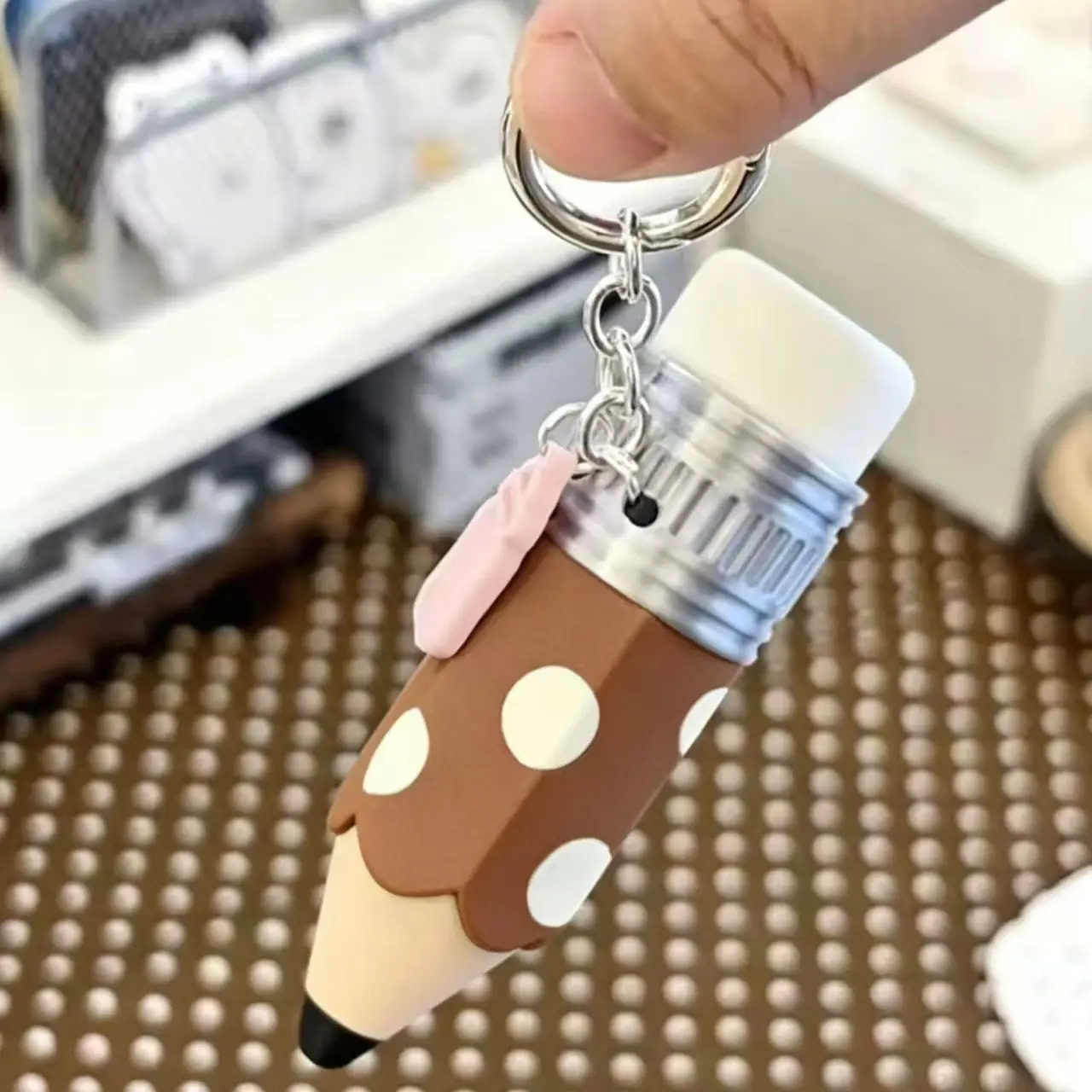 Pencil Key Cap Clicker Keychain Antistress Clicker Keyring Pencil Sheped Key Cap Keychains for Bag Charm Hanging Gifts