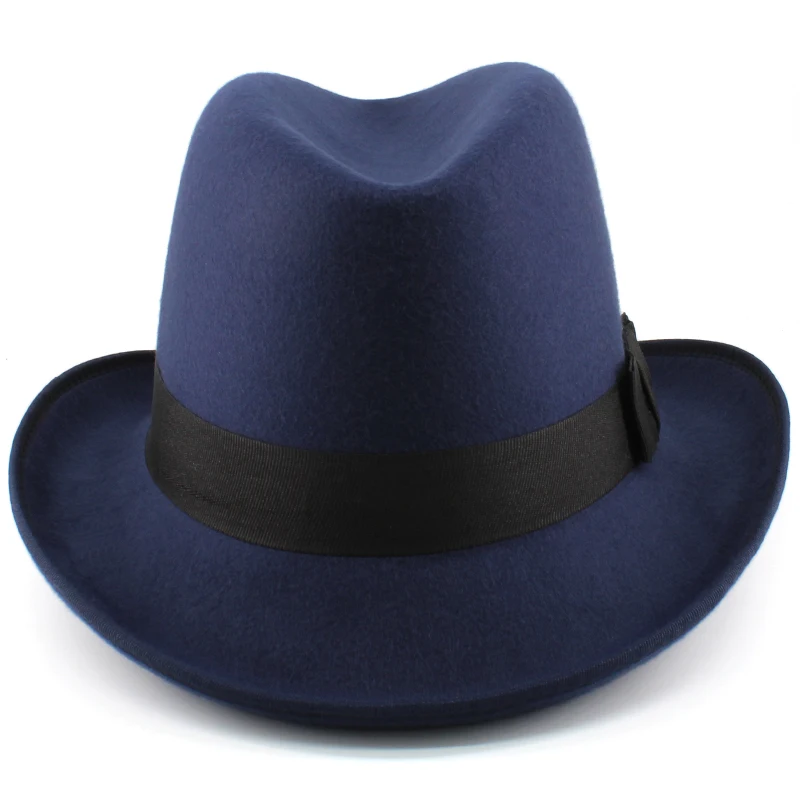 Männer Frauen Klassische Retro Wollmischung Homburg Hüte Woll-Fedora-Kappen Trilby Sonnenhut Reise Party Einstellbar UK M-L US 7 1/8-7 3/8 – Detail 13