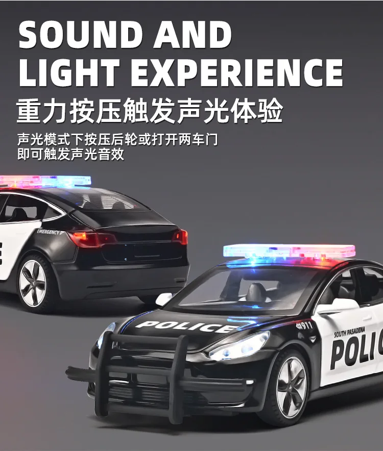 

1:32 Alloy Diecasts Simulation Police Model Toy Cars Pull Back Light Sound Collection Metal HOme Display Ornament For Kids Gifts