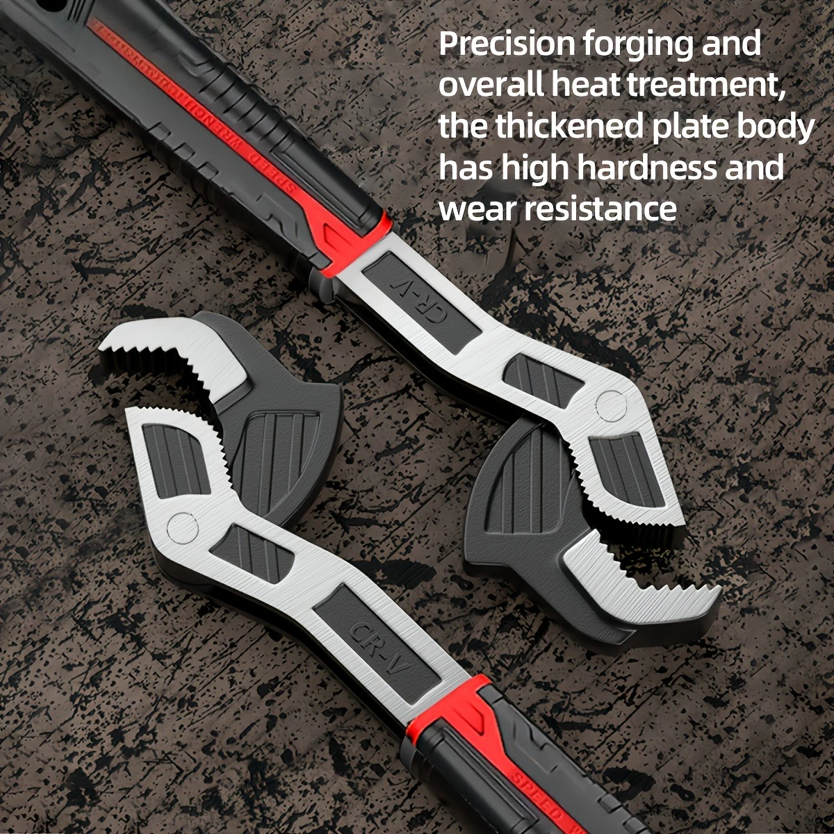 Adjustable Self-Locking Toothed Wrench High Carbon Steel Multi-function Spanner for Home & Industrial Repair