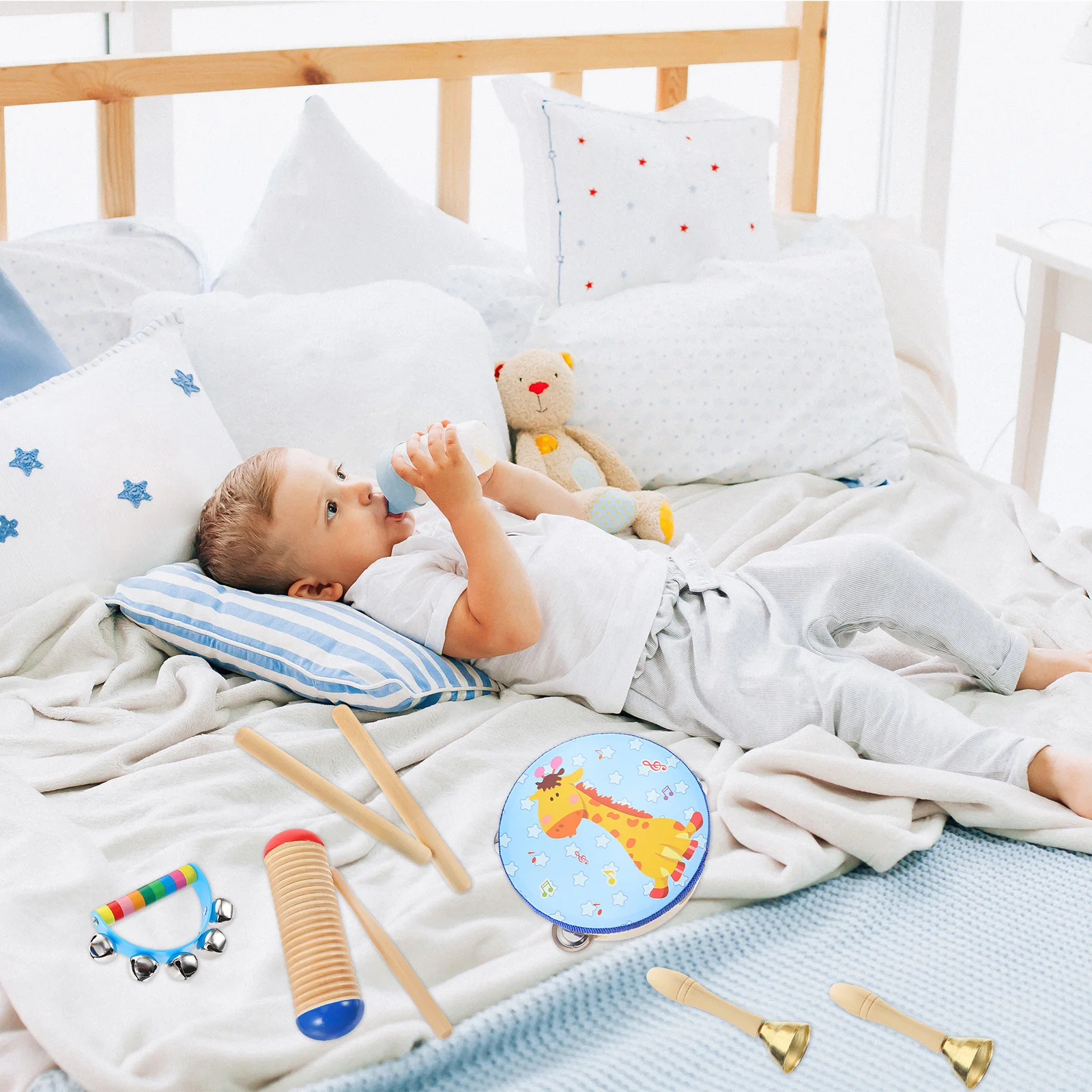 

22Pcs Kids Musical Percussion Instrument Collection Early Educational Set for Brain Development Preschool Play