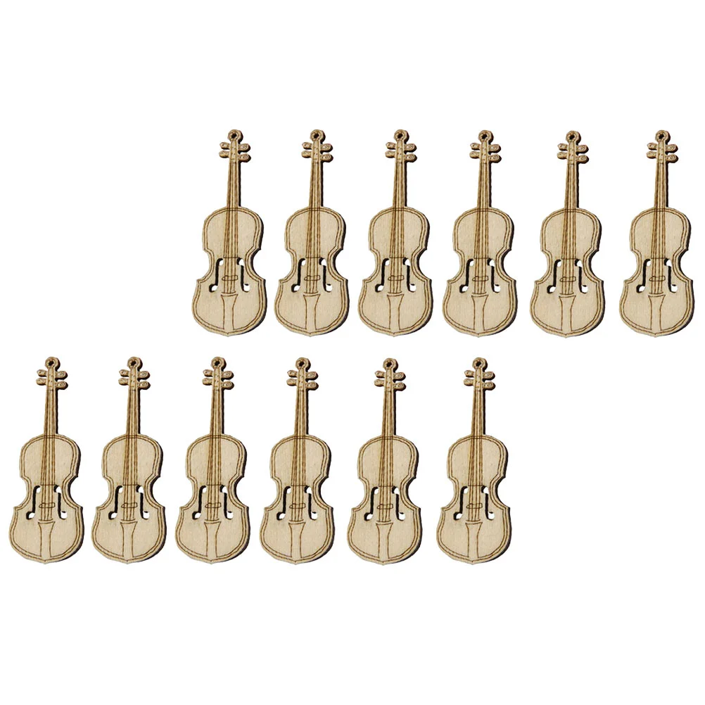 

12 Pcs Mini Violin Miniature Musical Instrument Small Wooden Decoration House Supply Ornament Figurine