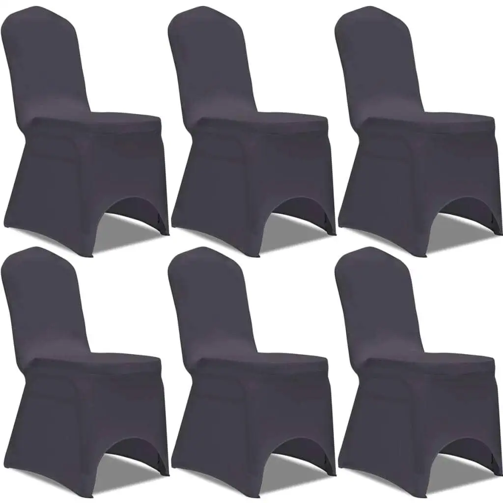 6-Piece Anthracite Stretch Chair Cover Set – Universal Fit for Dining Room & Living Room