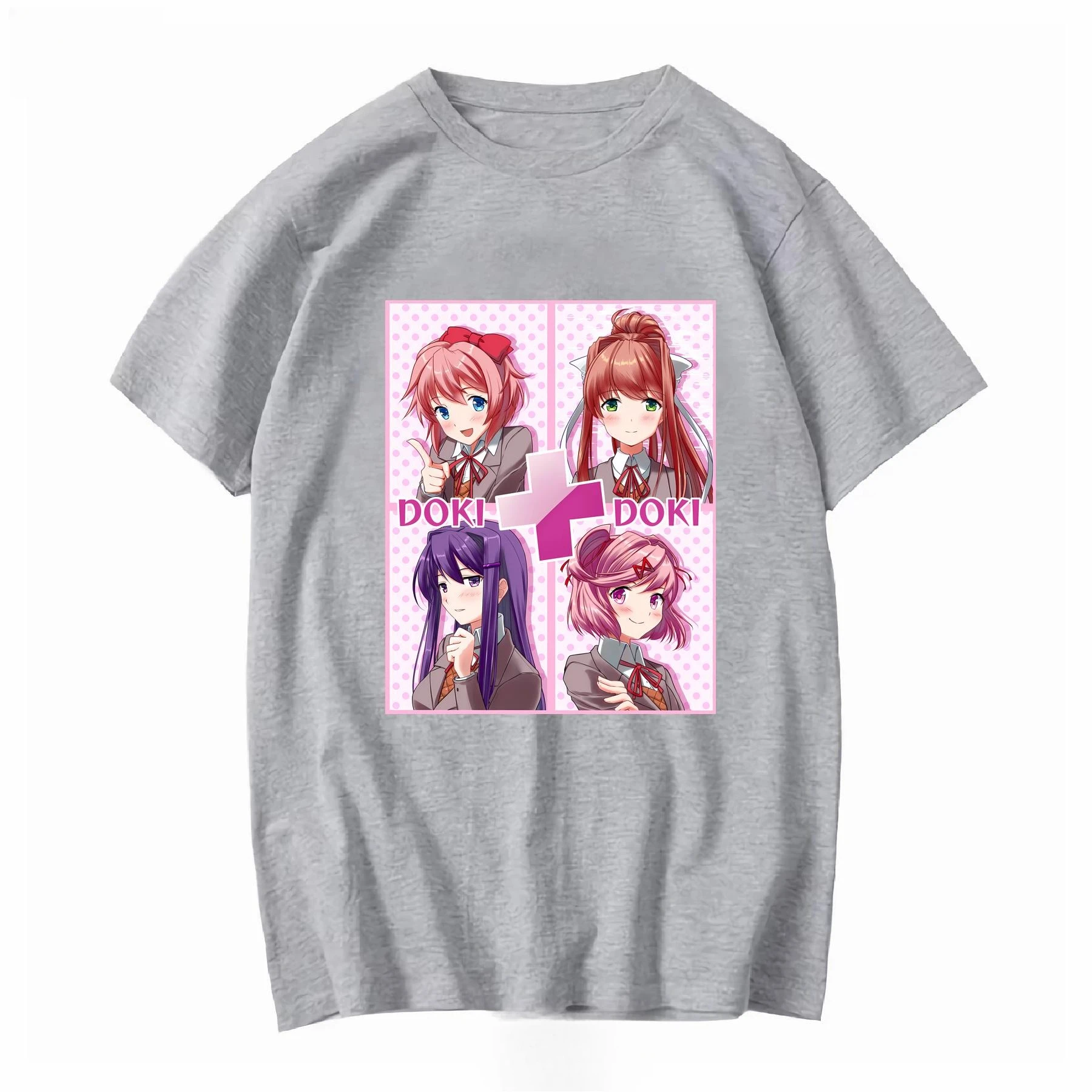 تي شيرت للفتيات الأدب DDLC Plus Just Monica Horror Vintage Washed للجنسين للارتداء اليومي جرافيك قابل للتنفس