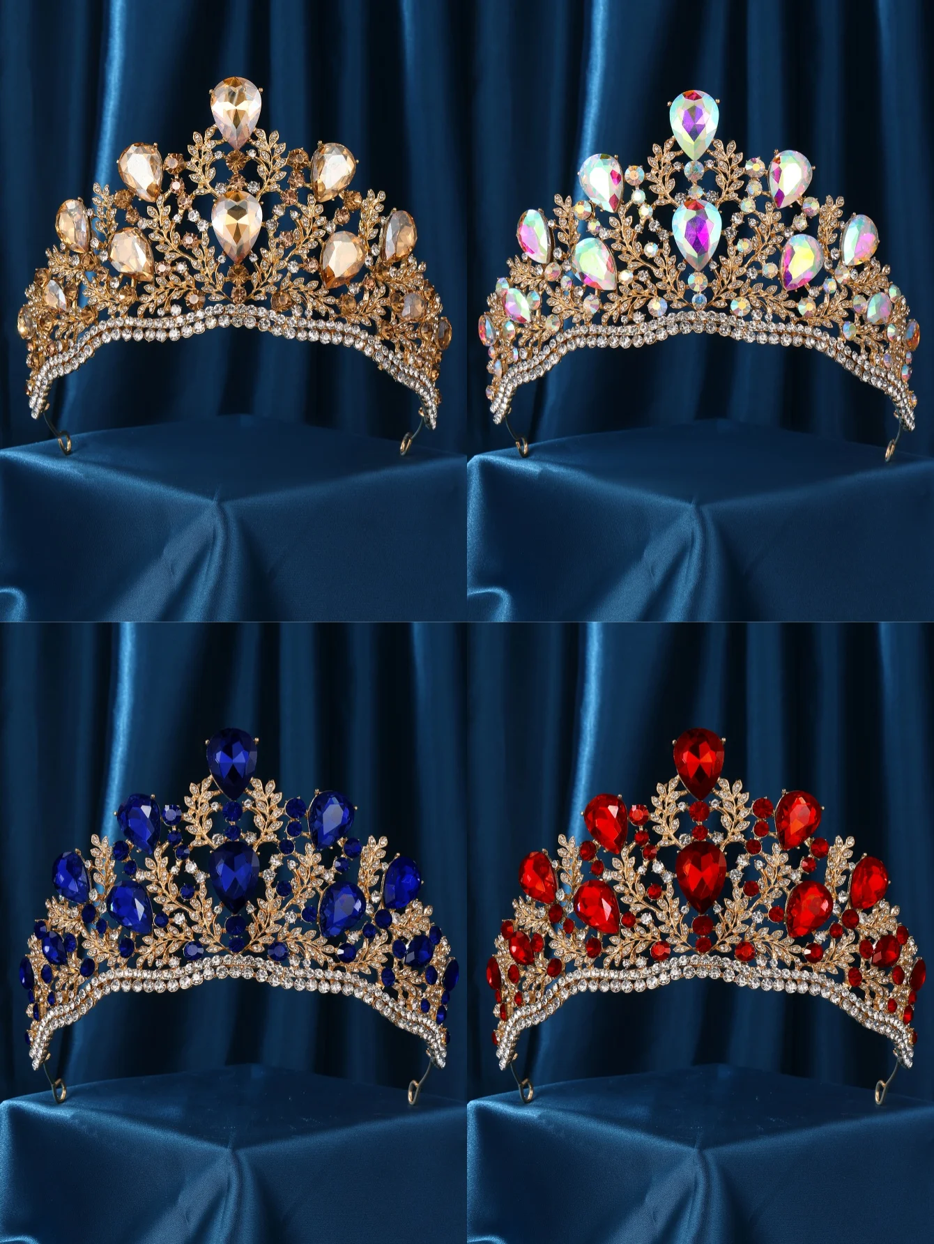 Fashion Crystal Rhinestone Round Tiaras And Crowns For Bride Women Queen Princess Diadems Girls Wedding Hair Accessories