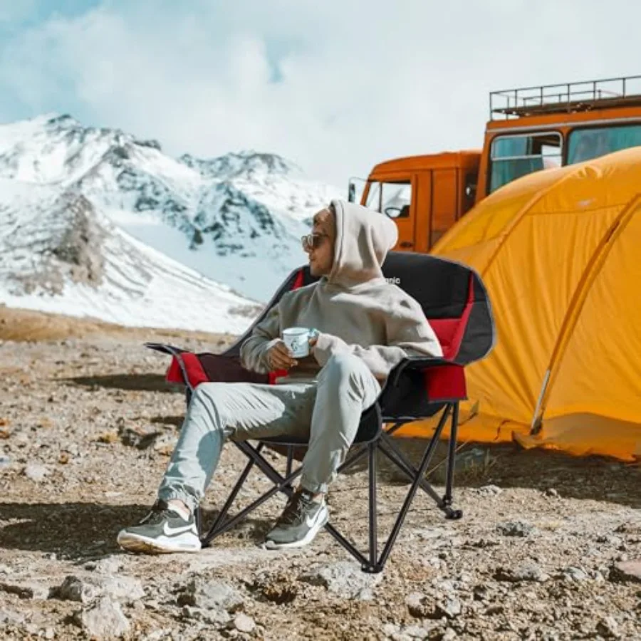 Oversized Portable Folding Camping Chair with Side Pocket Cup Holder and Carry Bag for Outdoor Adventures: Ideal for Adults Dur #2