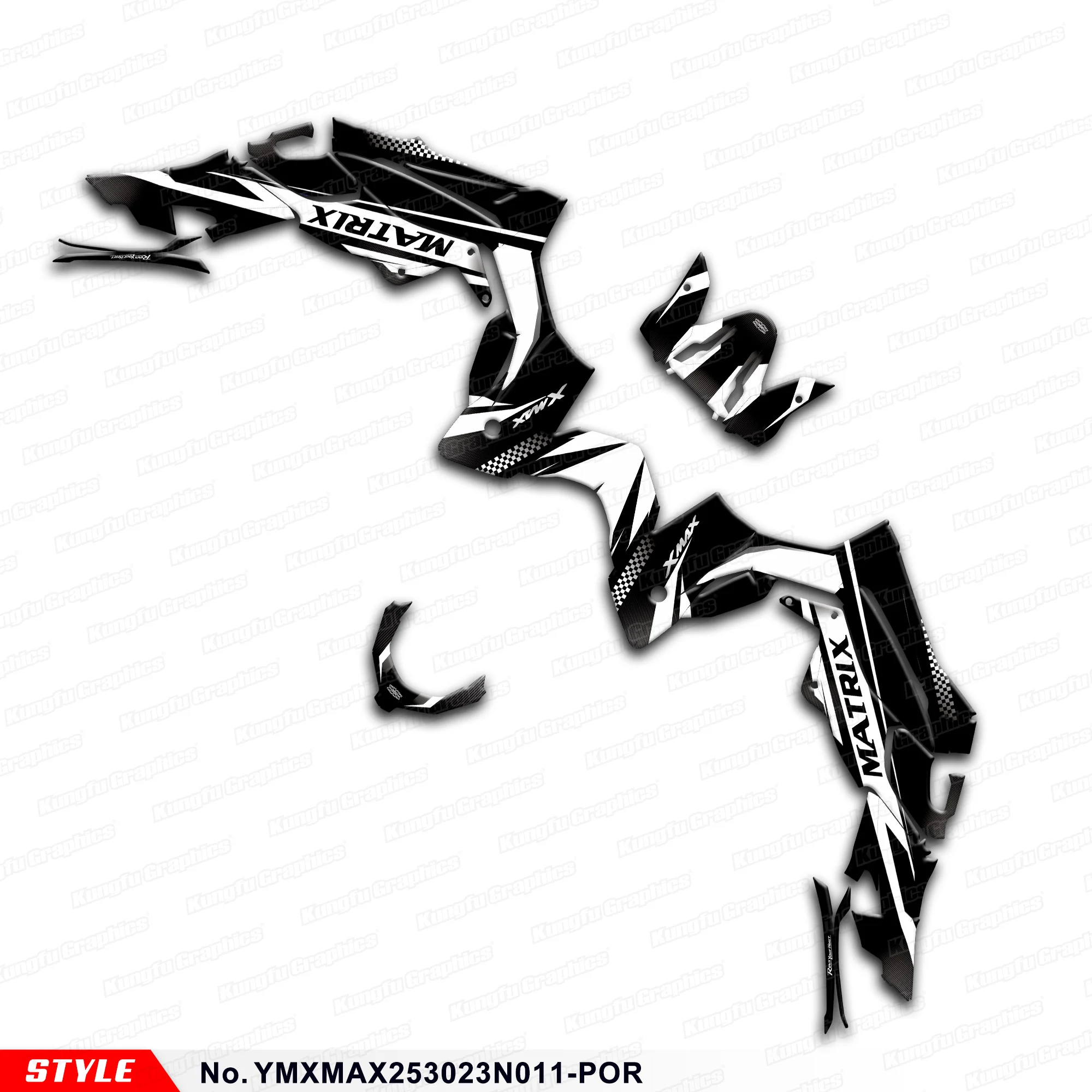 Racing Graphics Glossy Laminate Kit for Yamaha XMAX 250 300 2023 2024, YMXMAX253023N011-POR