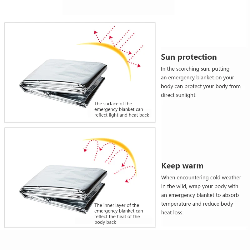 Emergency First Aid Blanket Insulation Silver Gold Blanket Waterproof SOS Aid Life-saving Military Survival Rescue Warm Blanket