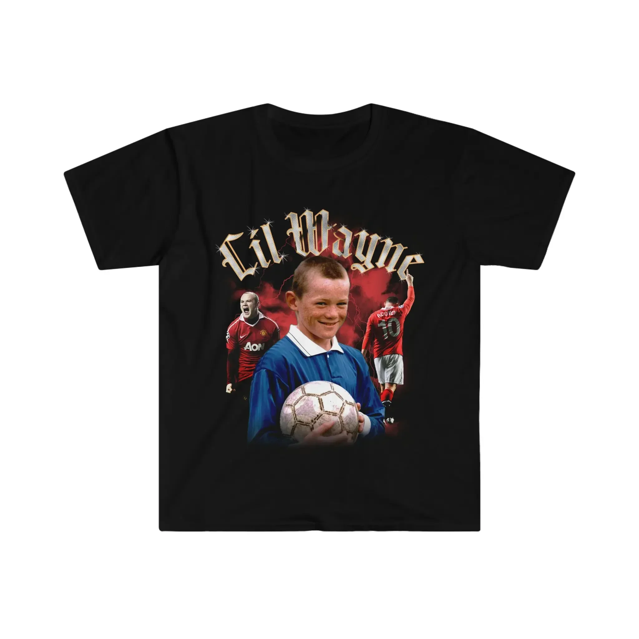 Soccer Star Wayne Rooney and Rapper Lil Wayne Font Mashup Shirt Unisex Vintage Graphic Tshirt