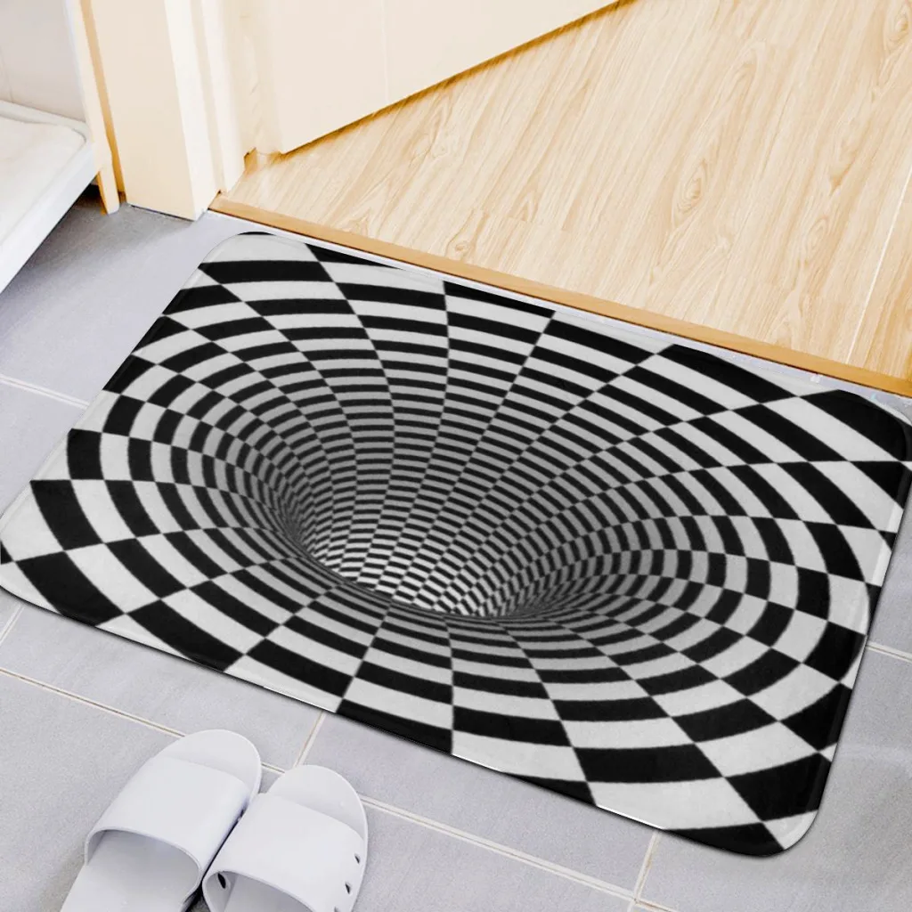 Vertigo Hypnotic Funny 3D Living Room Rug Carpet Flannel Slip Mat Decor Aesthetic Dressing