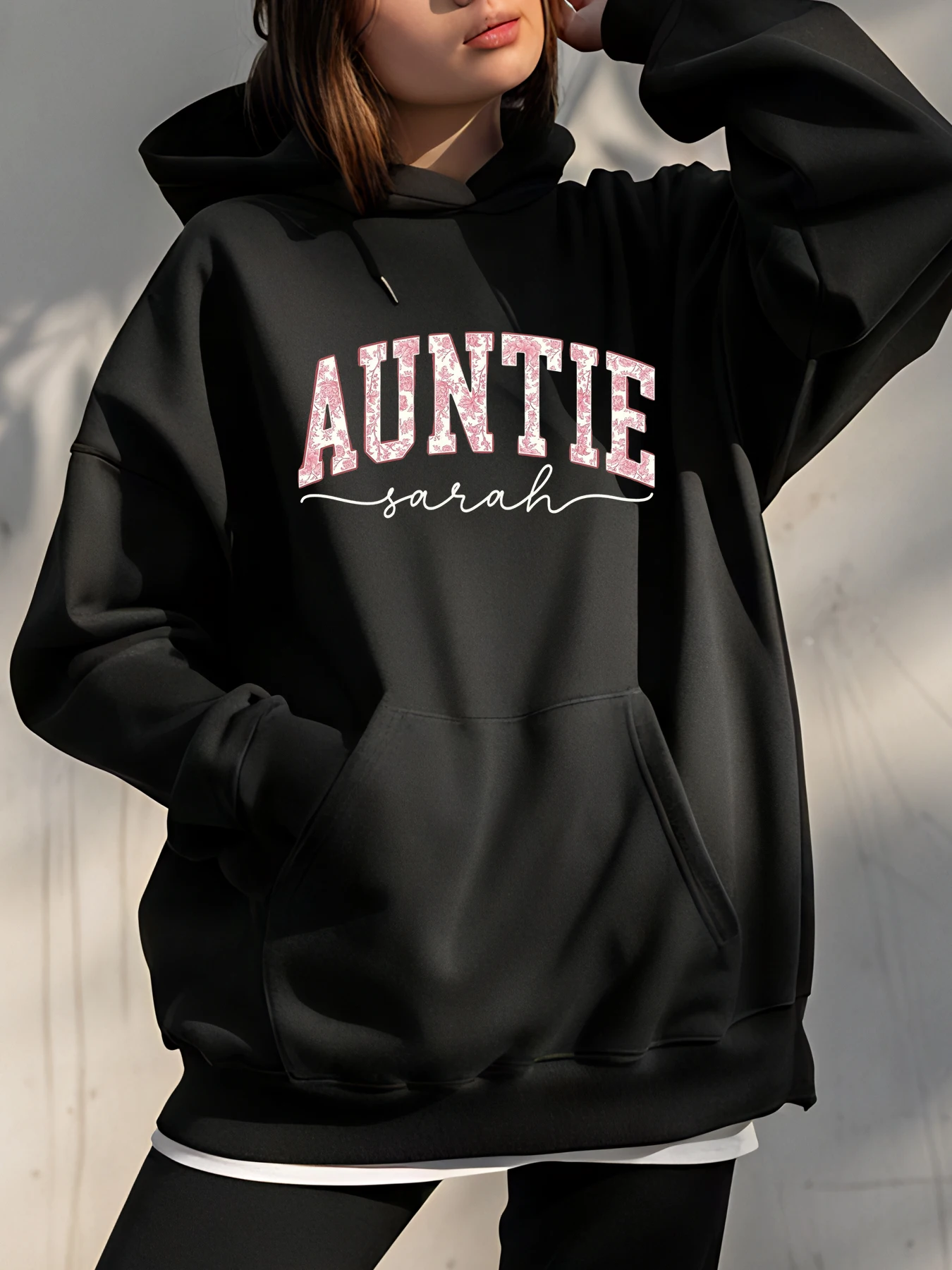 

Толстовка с капюшоном с цветочным принтом Тетути Сара, толстовка большого размера, женская повседневная уличная одежда, модный удобный свободный пуловер, топ