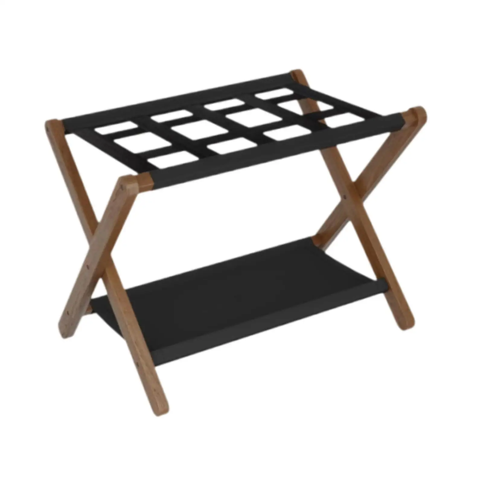 Foldable Suitcase Stand Double Shelf Luggage Holder Bedroom Organizer for Hotel Guest Room Storage