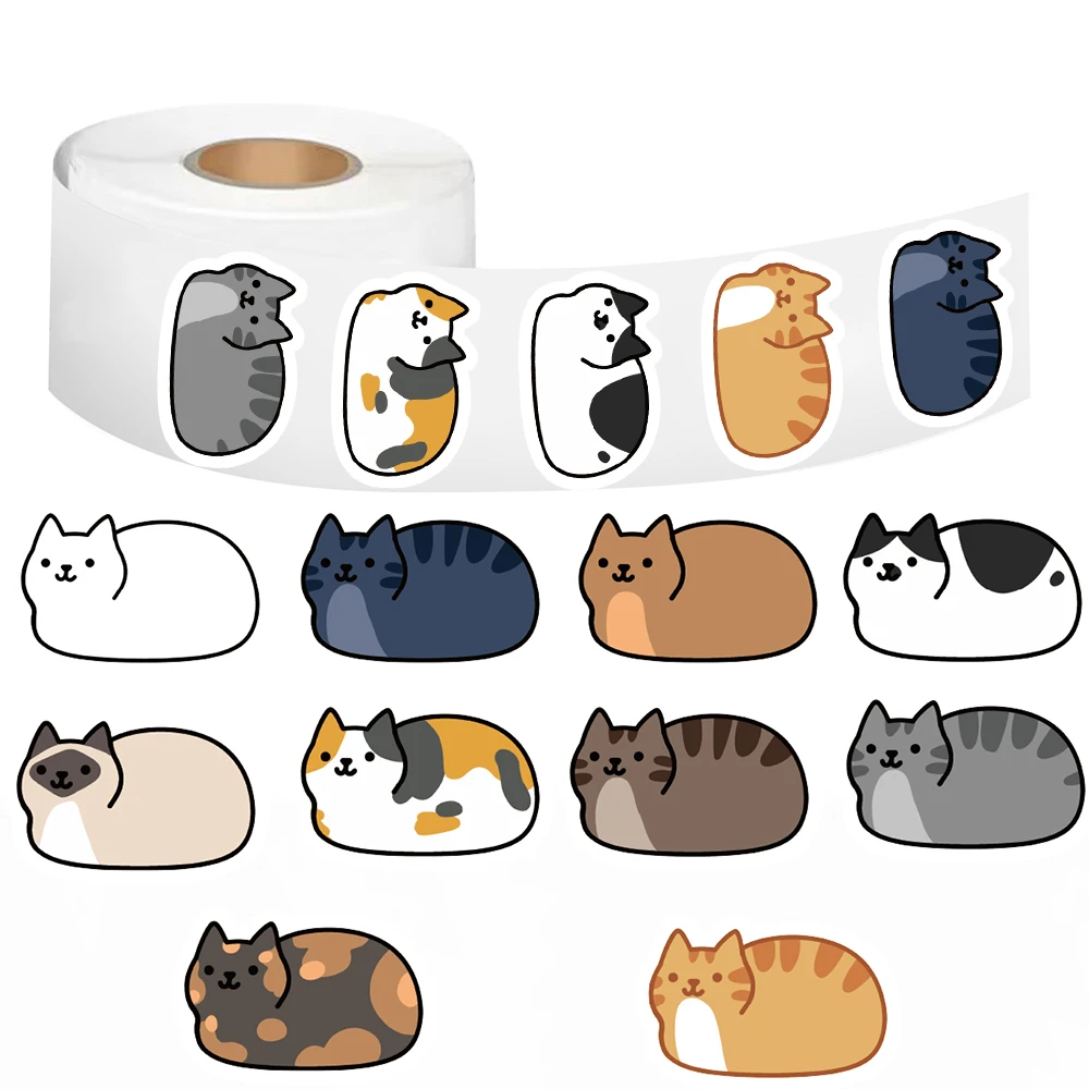 500PCS Kawaii Cartoon Cat Tuo Tuo Roll Stickers Skateboard Laptop Luggage Skateboard Phone Gift Waterproof Phone Cute Sticker ﻿ view 4
