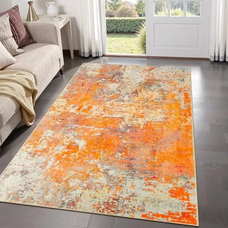 Oil Painting Style Imitation Cashmere Living Room Carpet Non Slip Stain Resistant Easy To Clean Floor Rug