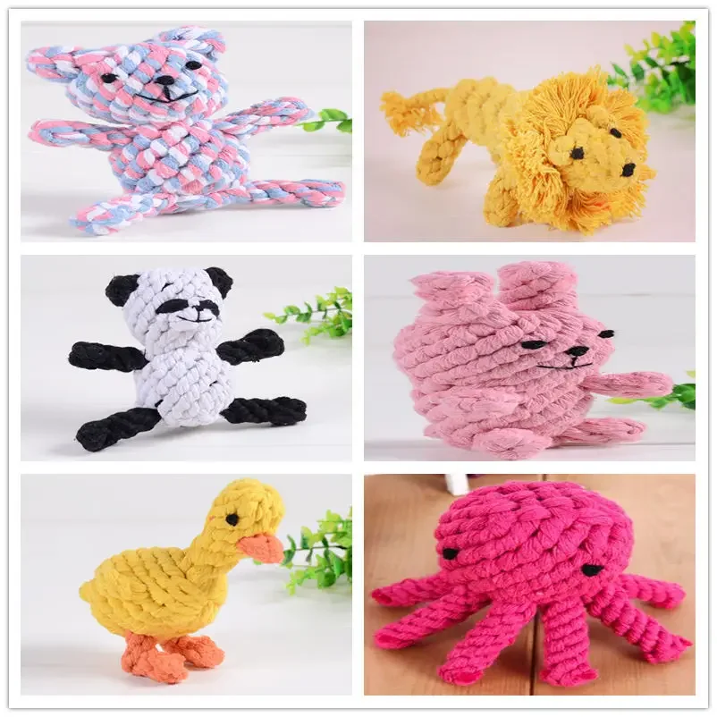 

[Funny] 6pcs/lot Hand weaving Wool animals toy Lion/panda/bear/octopus/rabbit/duck model doll plush toy kids child gift