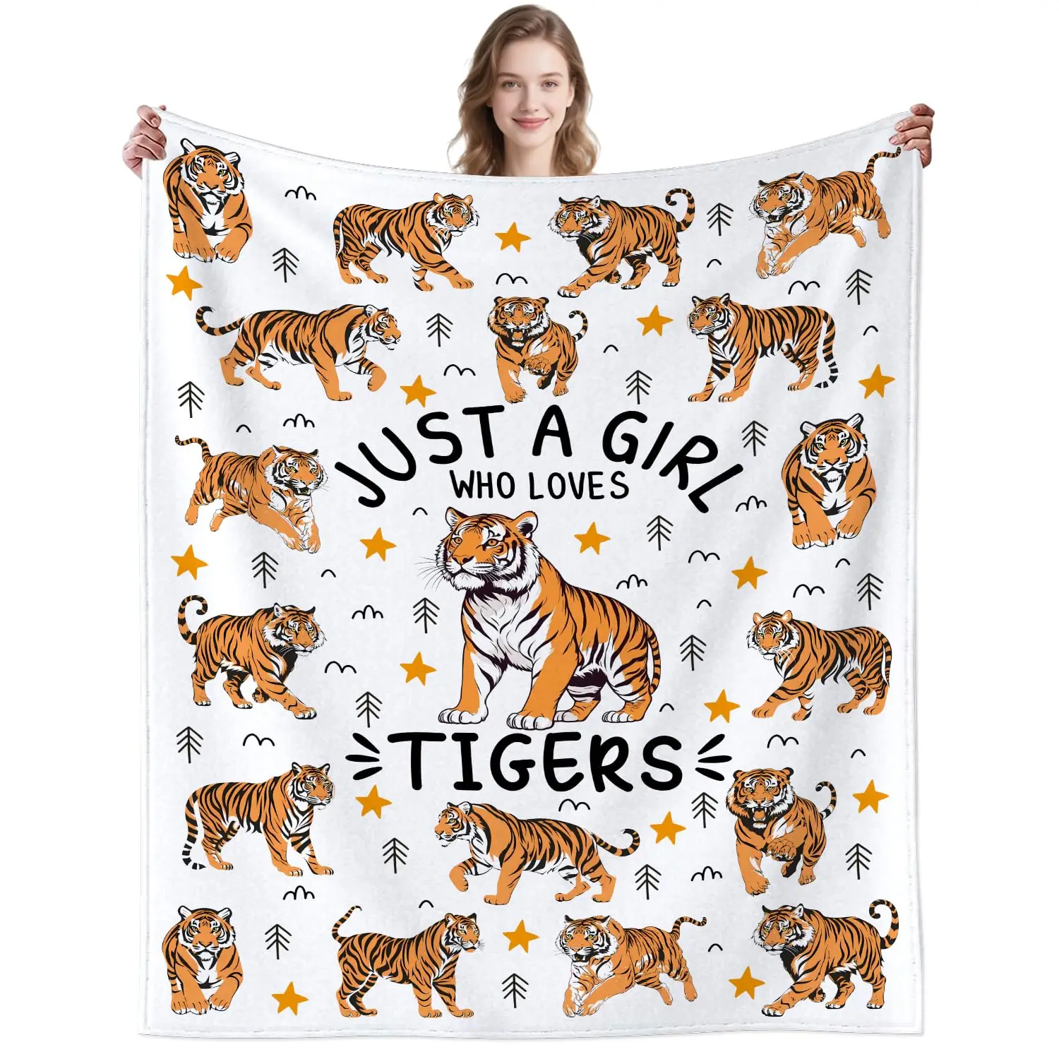

Tiger Blanket Warm Plush Flannel Wildlife Tiger Throw Blanket Super Soft Fleece Cozy Fuzzy Blanket for Teens Adults Room Decor
