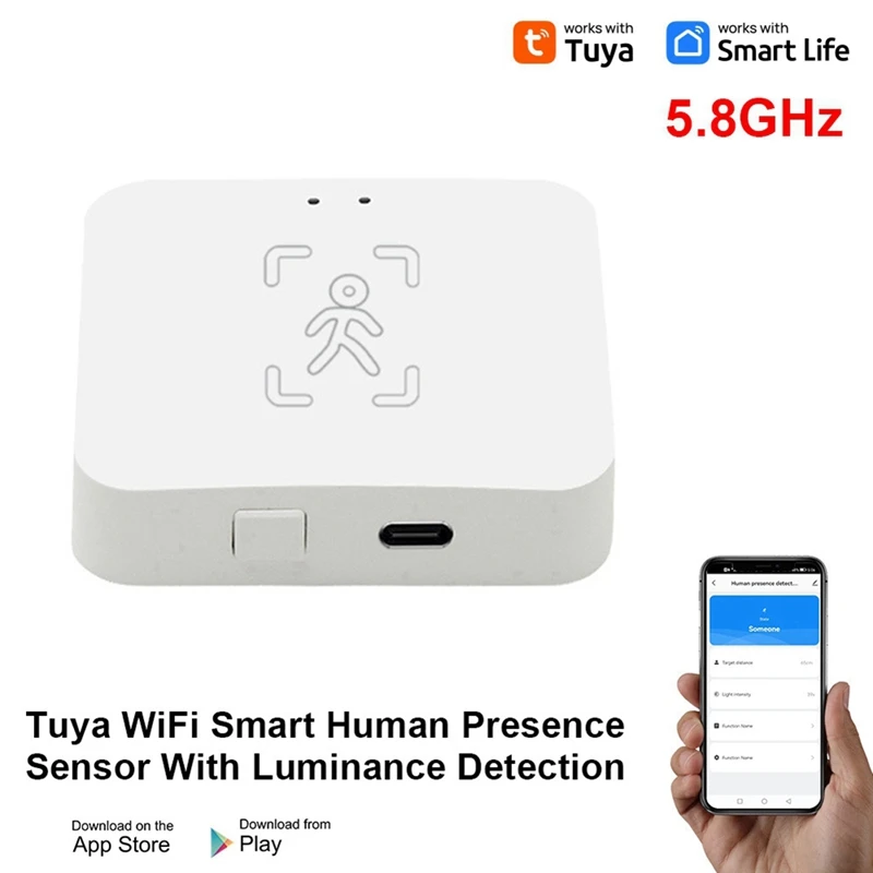 B34B-Tuya Zigbee Human Presence Detector Smart Human Body PIR Sensor Mmwave Radar Microwave Motion Sensor Intensity Detect