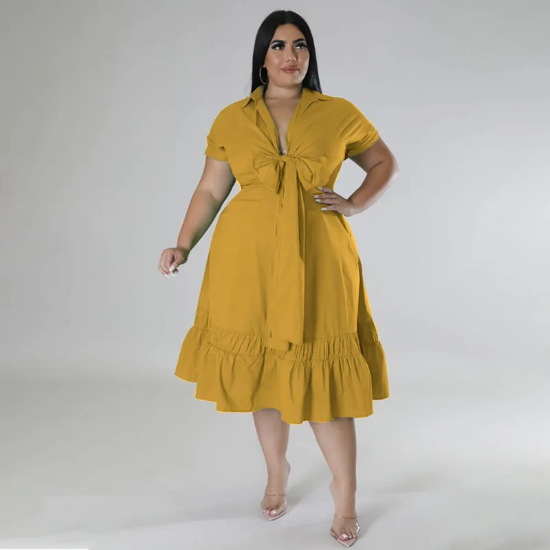 4XL 5XL duże rozmiary damskie zakładki Casual Dress Sexy solidny głęboki dekolt w szpic krótkie rękawy Ruffles eleganckie sukienki na przyjęcie