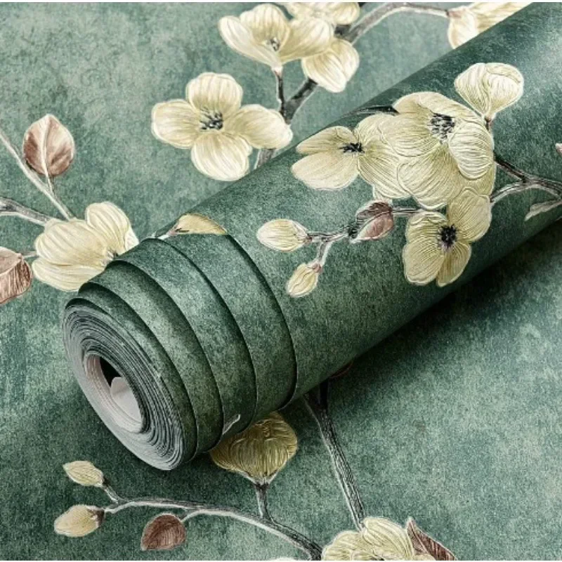 3D Floral Texture High Quality No Self Adhesive Wall Paper Wallpaper Peel and Stick Retro Home Decor Wall Home Decor