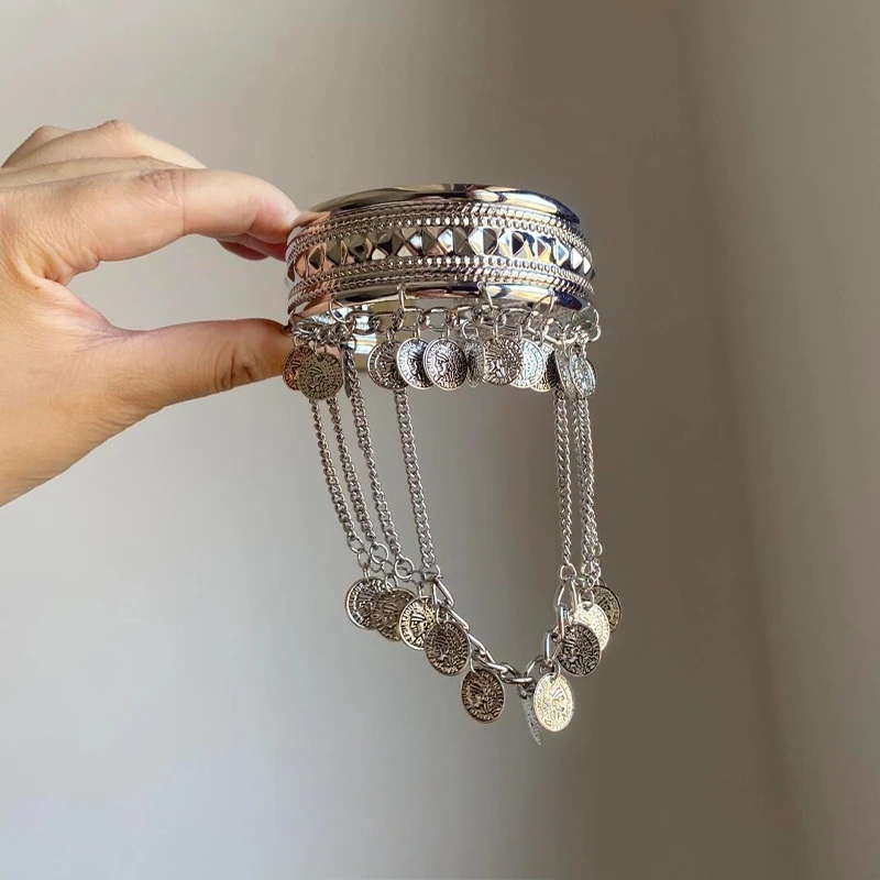 Silver fringed big arm ring retro personality fashion high-end accessories women