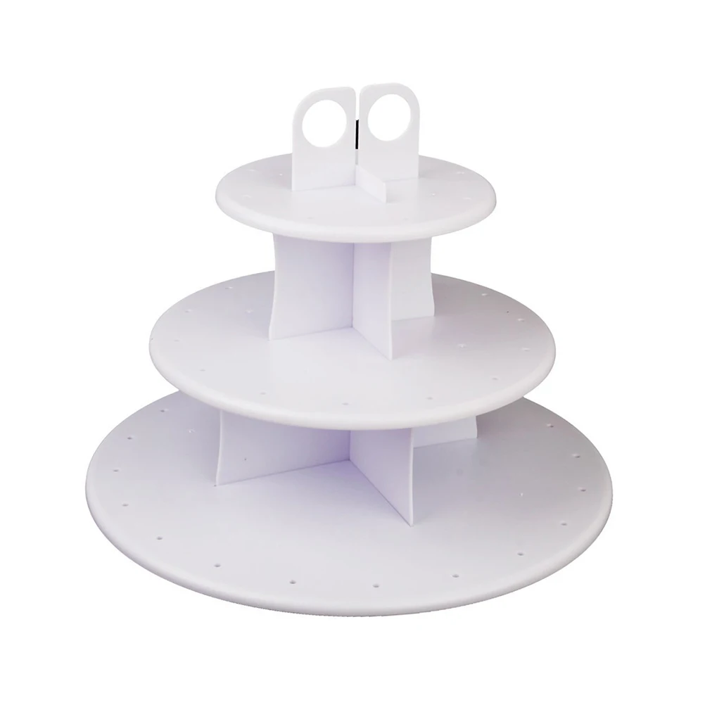 

3-Tier 42 Holes Round Cake Lollipop Stand White Sturdy Clear Acrylic Multi-Tier Cupcake Display Dessert Appetizer Serving Tray